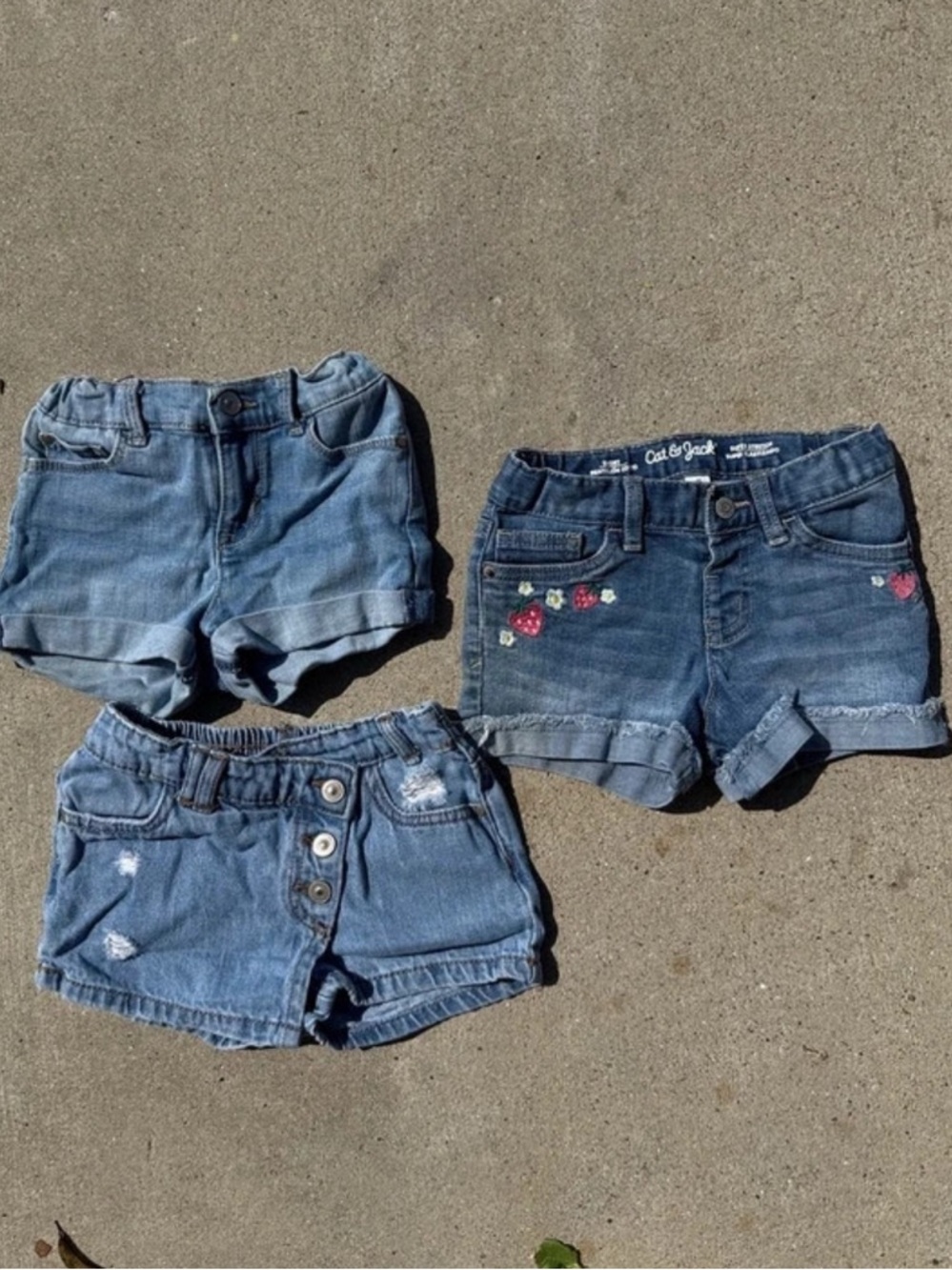 Girls' Denim Shorts Trio - Light Blue & Medium Blue